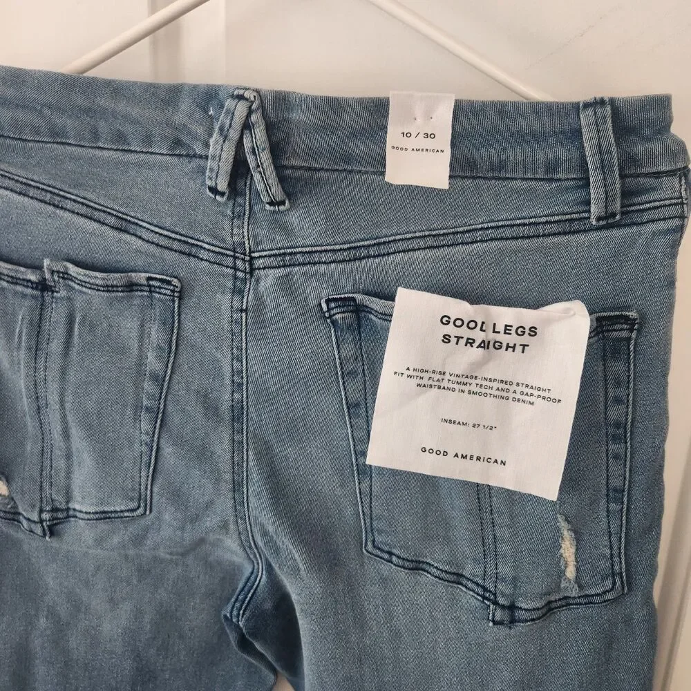 NWT Good American GOOD LEGS STRAIGHT JEANS GSPFH941T Size 10/30 Inseam 27.5" - Picture 8 of 12